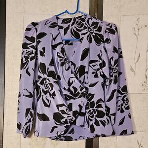 Chic Purple and Black Blouse with Elegant Design